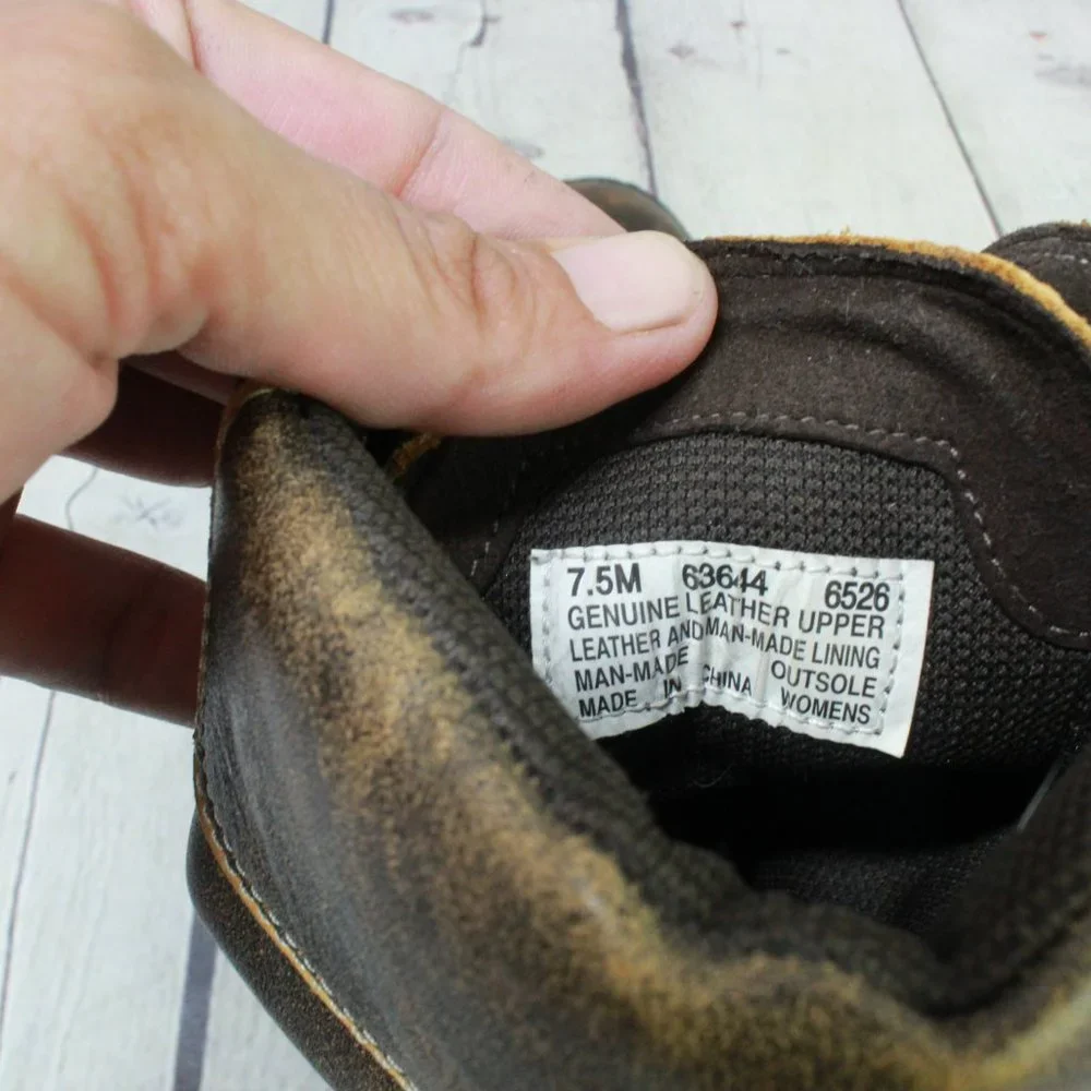 TIMBERLAND Brown Leather Chunky Heel Lace Up Winter Boots Size 7.5 M - Picture 8 of 10